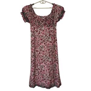 Natalie Martin Charlotte Midi Maxi Dress Silk Red Pink Floral Medium resort